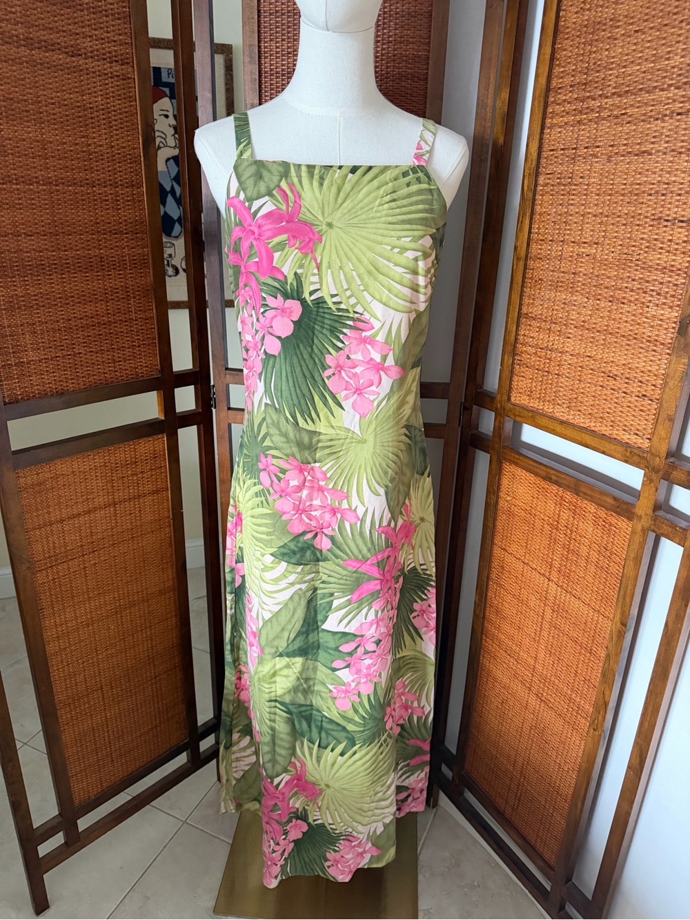 Tommy Bahama vintage silk pink hibiscus print dress size 6